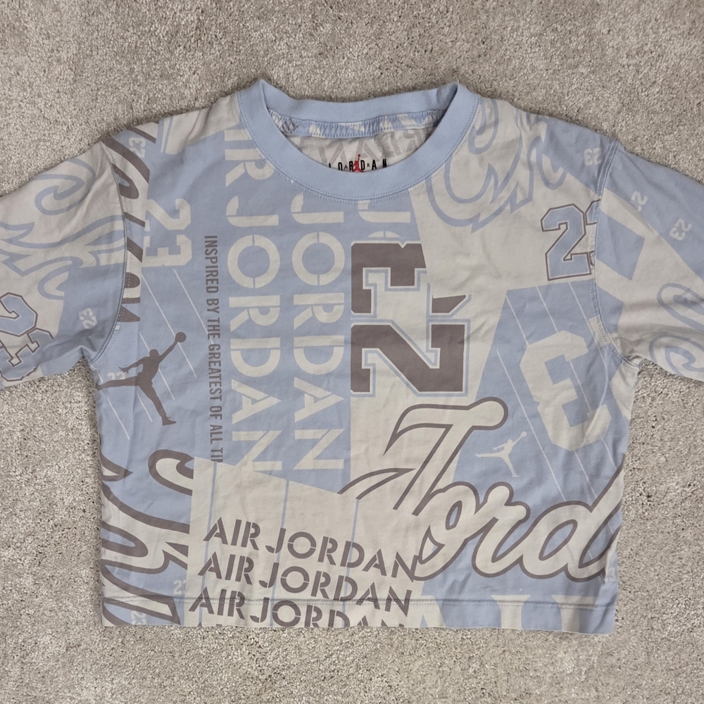 Jordan Kids Light Blue Cropped Graphic Tee